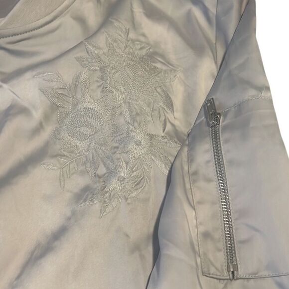 Lunik Silver Gray Embroidered Detail Full Zip Varsity Jacket Size XL - Picture 7 of 11